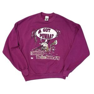 Vintage 1998 Sweatshirt Ice Storm Moose Graphic Maine Sz L Dad Joke Crewneck 90s